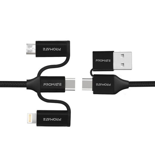 PROMATE 6-in-1 Hybrid 1.2m Multi-Connector Cable for Charging & Data Transfer. 6