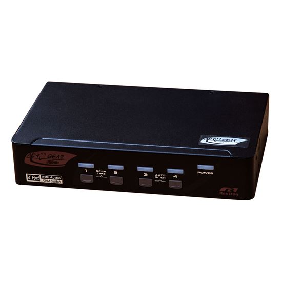 REXTRON 4 Port DVI/USB KVM Switch with Audio, Black Colour.