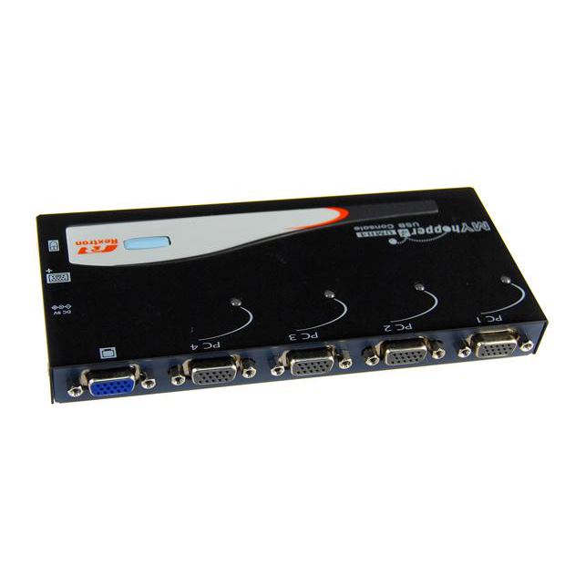 REXTRON 4 Port USB KVM Switch. Share 1x USB k/b/USB Mouse/Video with 4x PCs. USB