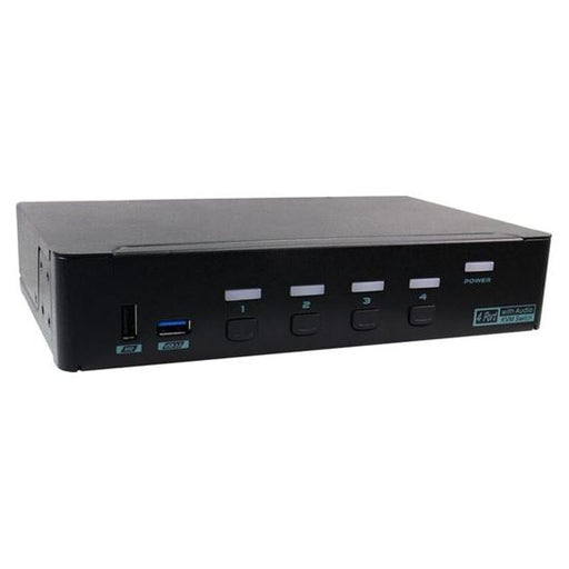 REXTRON 4 Port USB-A KVM Switch with Audio & Hotkey Control. 4 Computers Share U