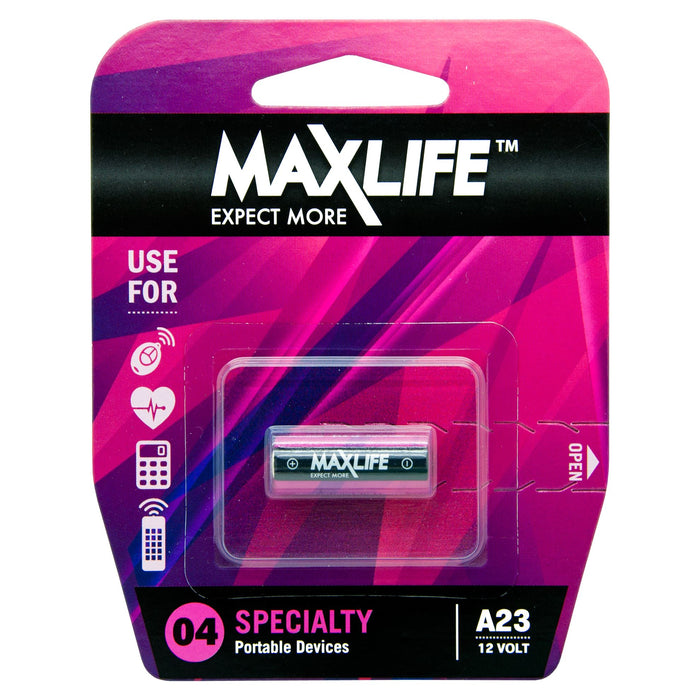MAXLIFE A23 Alkaline 12V Battery. 1Pk.