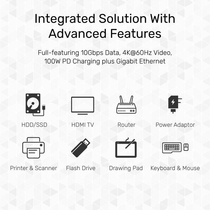 UNITEK 5-In-1 USB Mulit-Port Hub with USB-C Connector. Includes 100W PD, 4K HDMI