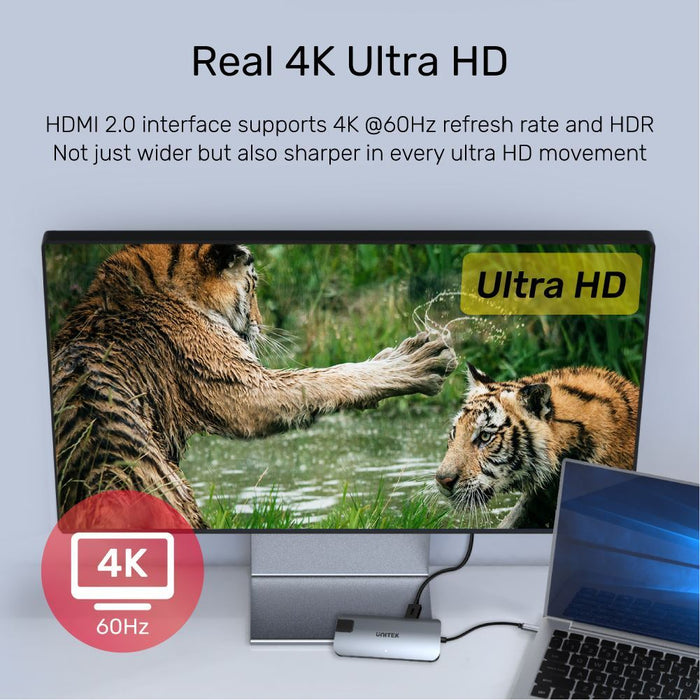 UNITEK 5-In-1 USB Mulit-Port Hub with USB-C Connector. Includes 100W PD, 4K HDMI