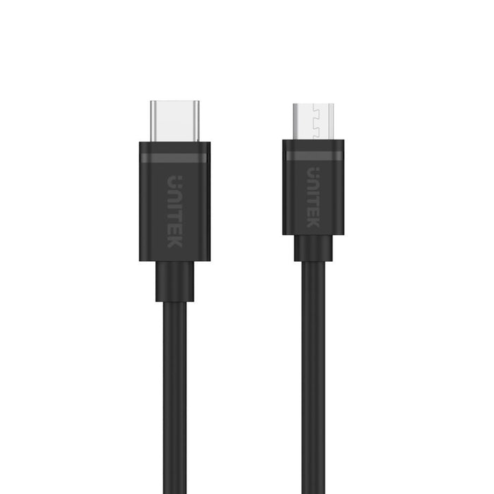 UNITEK 1m USB 2.0 USB-C Male to Micro-B Male Cable. OD: 2.8mm; Nickel Plated; Re