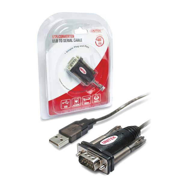 UNITEK 1.5m USB-A  to Serial DB9 RS232 Cable. Windows 10 Compatible.