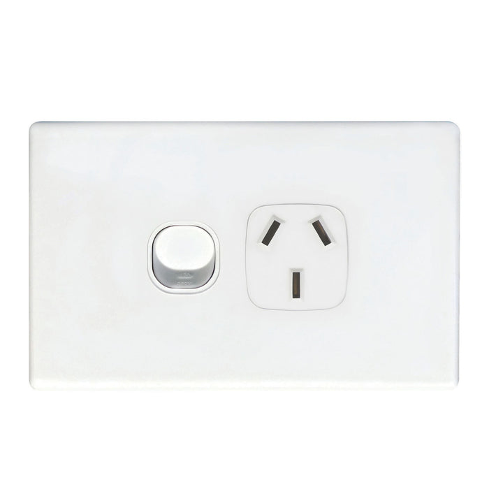 TRADESAVE Single 10A Horizontal Power Point. Removable Cover. Moulded in Flame R