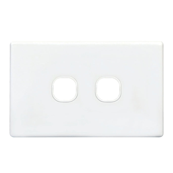 TRADESAVE Slim Switch Plate ONLY. 2 Gang. Accepts all Tradesave Mechanisms. Moul