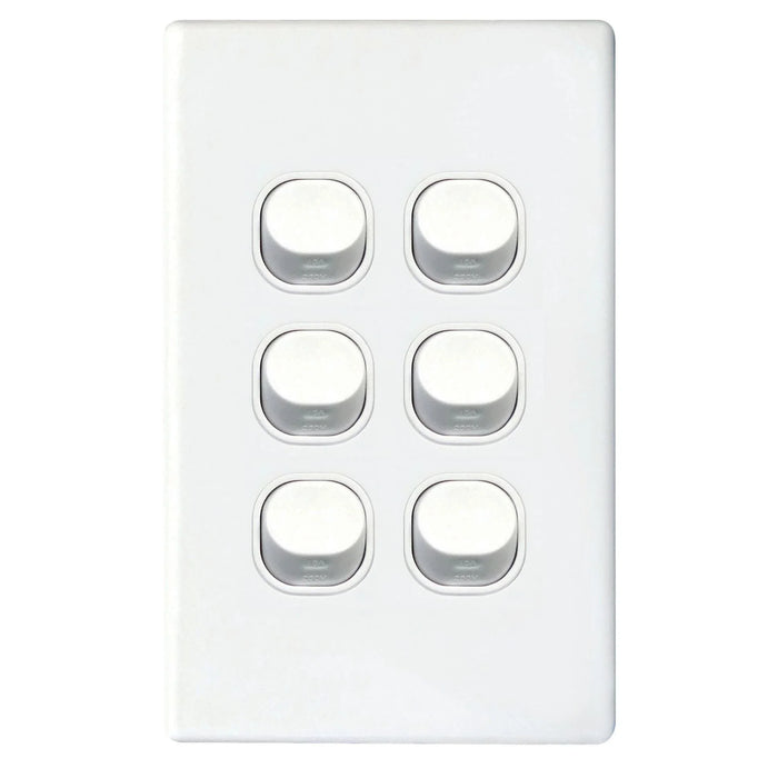 TRADESAVE 16A 2-Way Vertical 6 Gang Switch. Moulded in Flame Resistant Polycarbo - LX2001 - Homewares, Outdoor, Phone Accessories, Cases, Speakers, Headphones + More -