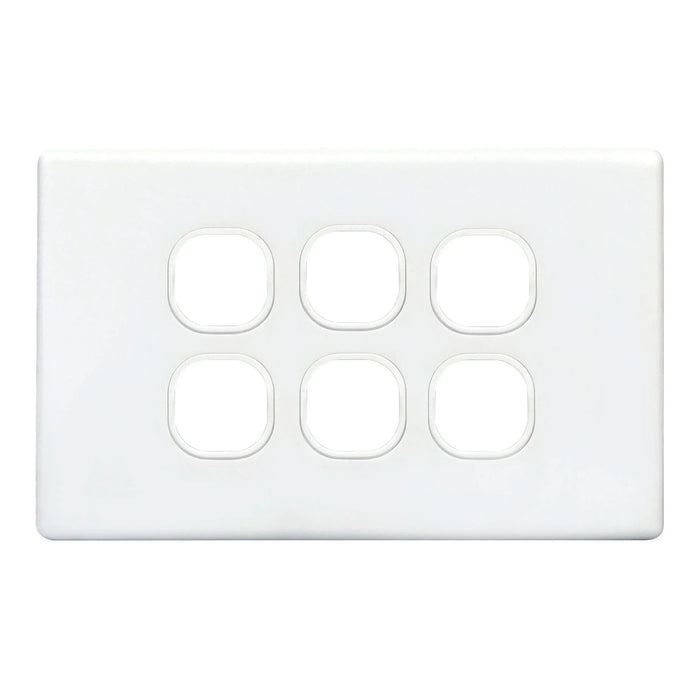 TRADESAVE Slim Switch Plate ONLY. 6 Gang. Accepts all Tradesave Mechanisms. Moul - LX2001 - Homewares, Outdoor, Phone Accessories, Cases, Speakers, Headphones + More -