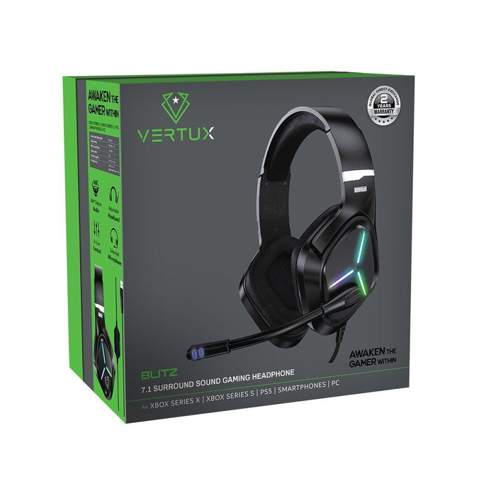 VERTUX 7.1 Surround Sound Gaming Headphone with Noise Isolating Microphone. Inli