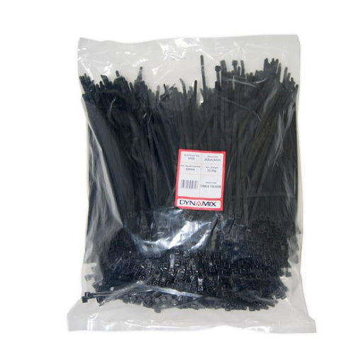 DYNAMIX 250mm x 4.8mm Cable Tie (Packs of 1000) - UV Resistant Colour Black