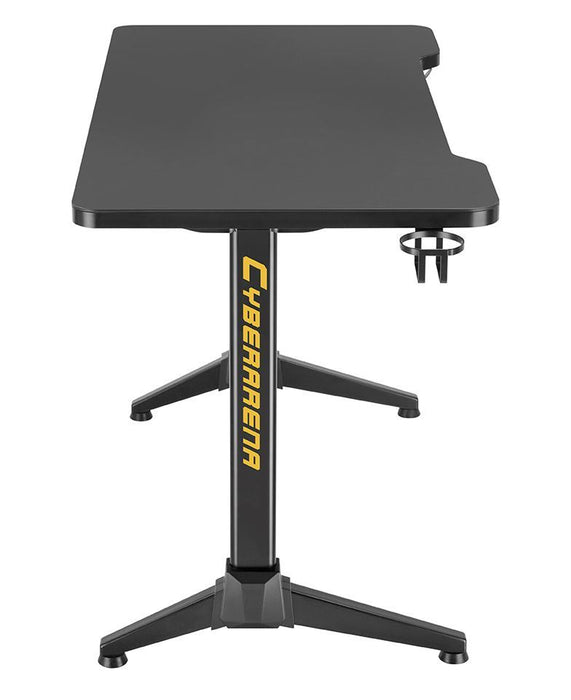 BRATECK Gaming Desk with RGB Lighting. Includes Built-in Headhone Hook & Drink H