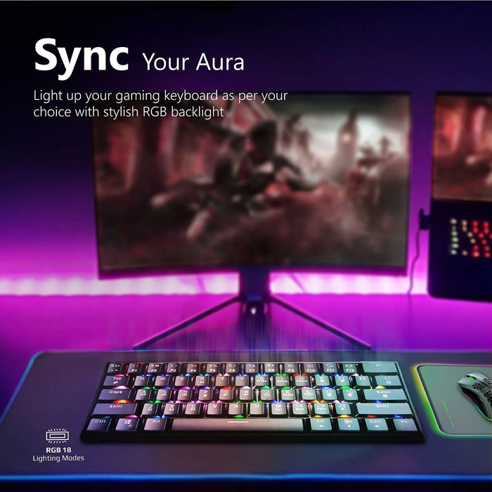 VERTUX Mini Bluetooth Mechanical Gaming Keyboard with RGB LED Backlight. 100% An - LX2001 - Homewares, Outdoor, Phone Accessories, Cases, Speakers, Headphones + More -