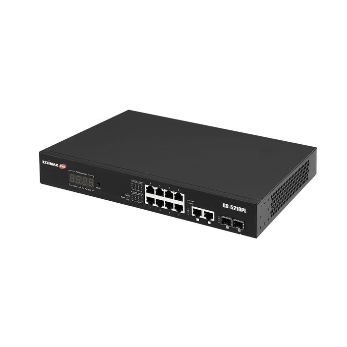 EDIMAX 12-Port Surveillance Long Range Gigabit PoE+ Web Smart Switch with 2 Giga