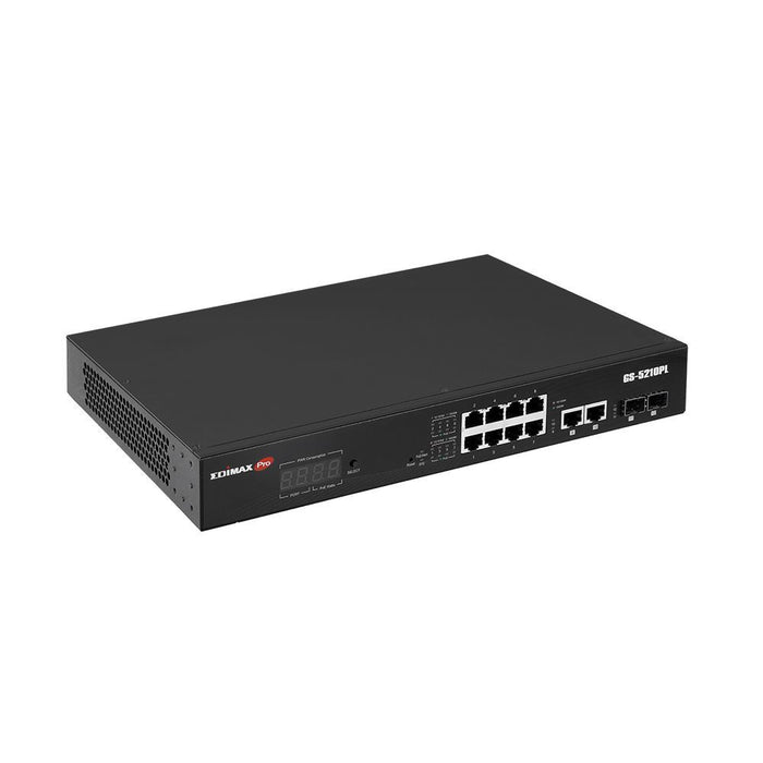 EDIMAX 12-Port Surveillance Long Range Gigabit PoE+ Web Smart Switch with 2 Giga
