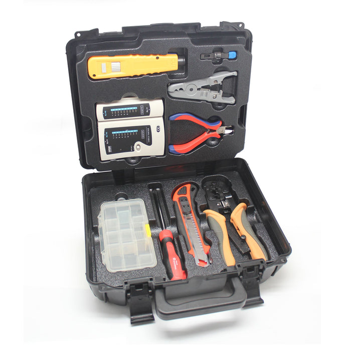 GOLDTOOL 9 Piece LAN Basic Repair Tool Kit with Heavy Duty Plastic Case. Include