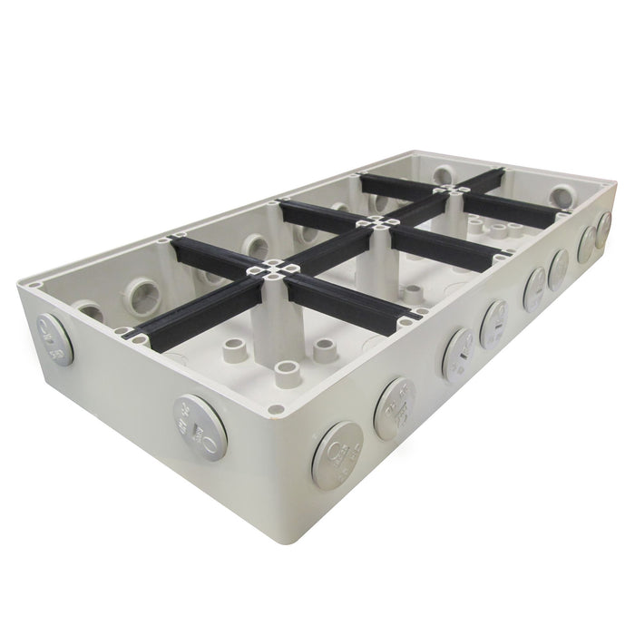 TRADESAVE Mounting Base 8 Gang IP66, Stainless Steel Cover Fastening. Multiple C