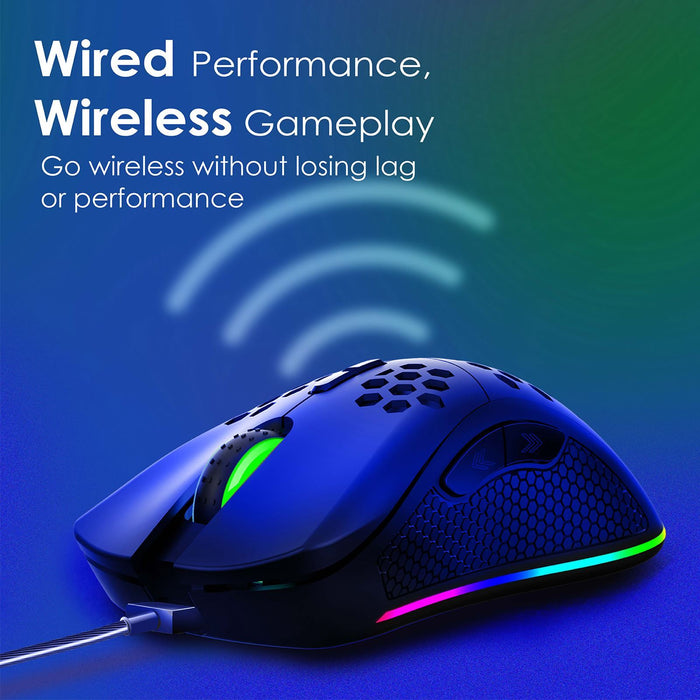 VERTUX Gaming Mouse with Both Wired & Wireless Options with 500mAh Built-in Rech