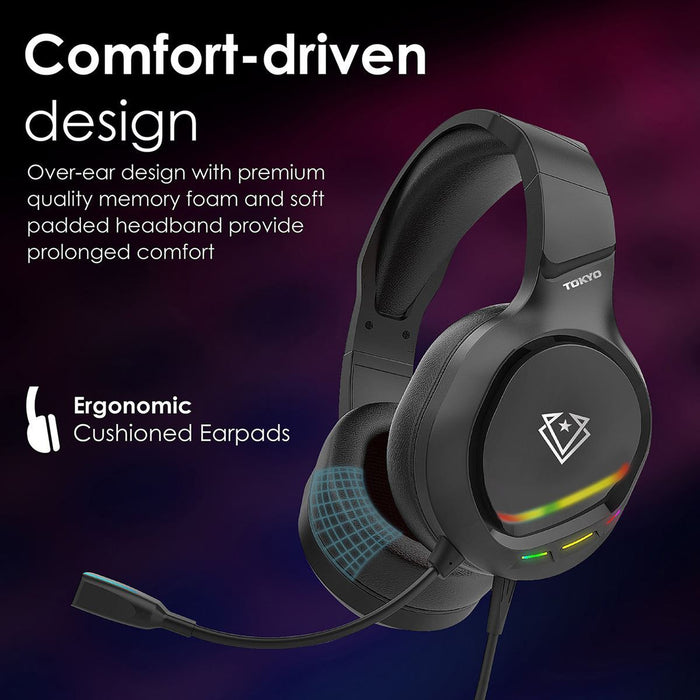 VERTUX Gaming Noise Isolating Amplified Wired Eronomic Over-ear Headset with Fle