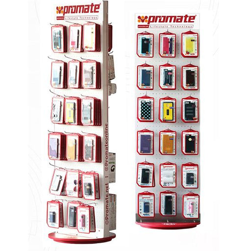 PROMATE Retail Point of Sale Stand. 52 x 180 x 55cm. Incl. 60x Hooks: 15cm. Doub