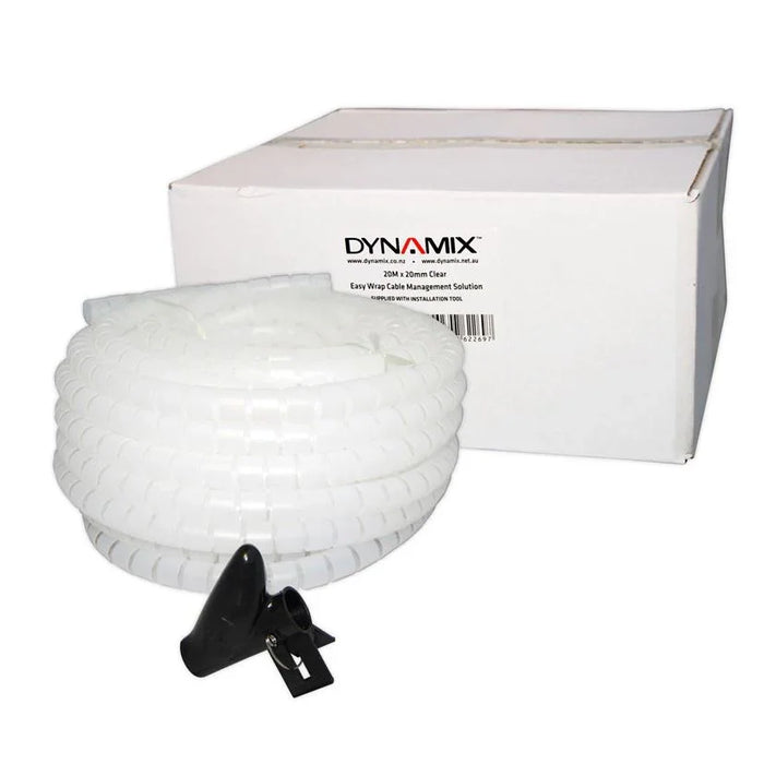 DYNAMIX 20mx20mm Easy Wrap - Cable Management Solution, Bulk Packed Clear - LX2001 - Homewares, Outdoor, Phone Accessories, Cases, Speakers, Headphones + More -