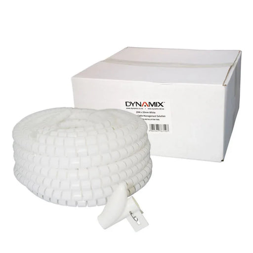 DYNAMIX 20mx20mm Easy Wrap - Cable Management Solution, Bulk Packed White - LX2001 - Homewares, Outdoor, Phone Accessories, Cases, Speakers, Headphones + More -