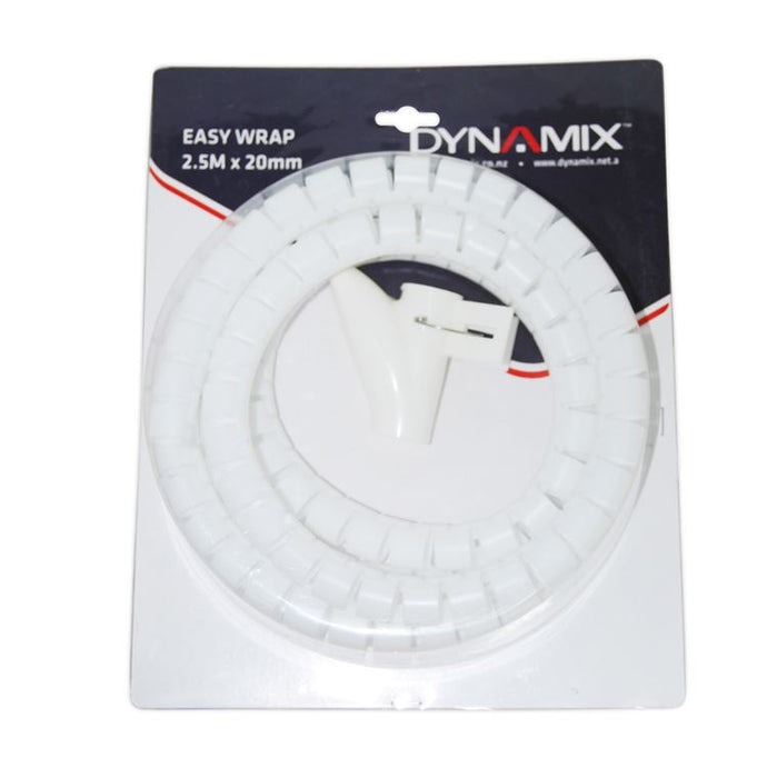 DYNAMIX 2.5mx20mm Easy Wrap - Cable Management Solution White