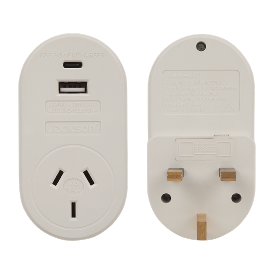 Travel Adaptor USB USB-C NZ/AUS Plugs for use in UK, Hong Kong & More.