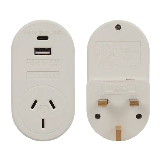 Travel Adaptor USB USB-C NZ/AUS Plugs for use in UK, Hong Kong & More. - LX2001 - Homewares, Outdoor, Phone Accessories, Cases, Speakers, Headphones + More -