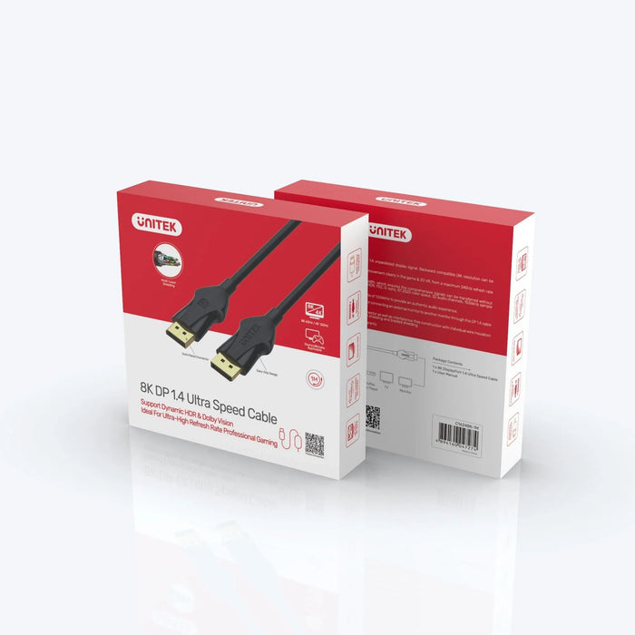 UNITEK 5m DisplayPort V1.4 Cable Supports up to 8K @60Hz, 4K @144Hz, 1440p @240H - LX2001 - Homewares, Outdoor, Phone Accessories, Cases, Speakers, Headphones + More -