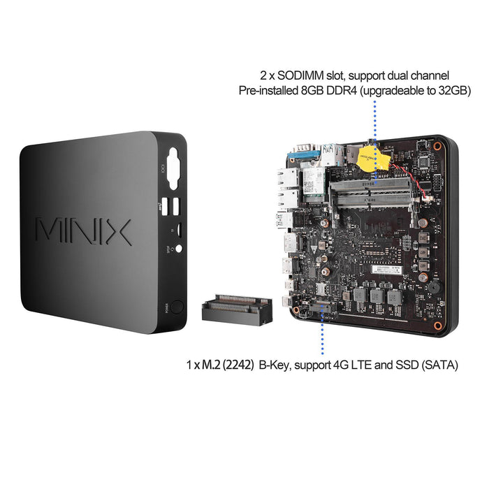 MINIX NGC-5 Intel Core i5-8279U Mini PC with Windows 10 Pro. 8GB DDR4, 2x SODIMM