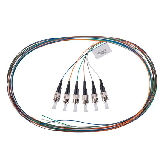 2M ST Pigtail OM3 6x Pack Colour Coded, 900um Multimode Fibre, Tight Buffer