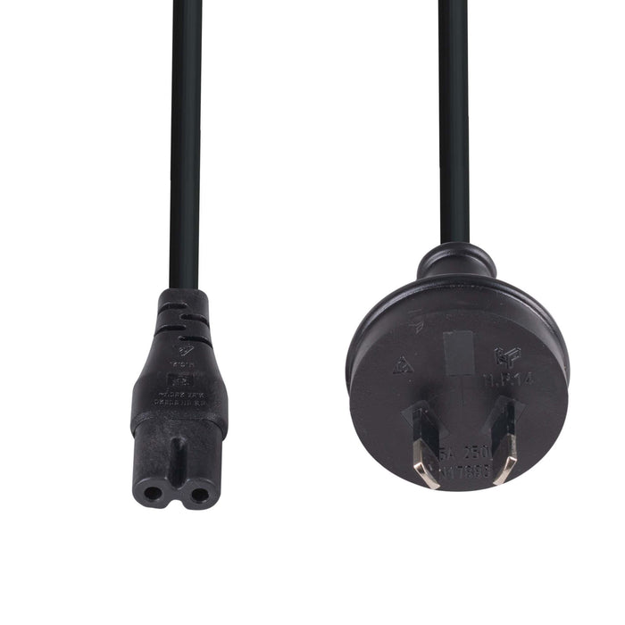 0.3M 2-Pin plug C7 Figure 8 connector 7.5A. SAA Approved Power Cord 0.75mm Core