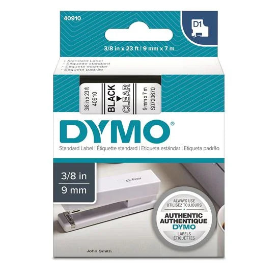 DYMO Genuine D1 Label Cassette Tape 9mm x 7M; Black on Clear Suitable for the La - LX2001 - Homewares, Outdoor, Phone Accessories, Cases, Speakers, Headphones + More -