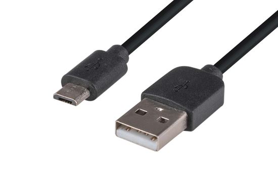 DYNAMIX 5m USB 2.0 Micro-B Male to USB-A Male Connectors. Colour Black.
