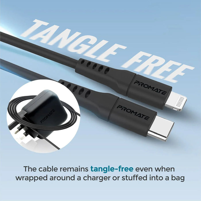 PROMATE 3m 20W PD USB-C to Lightning Charge & Sync Cable. For Apple iPhone, iPad - LX2001 - Homewares, Outdoor, Phone Accessories, Cases, Speakers, Headphones + More -