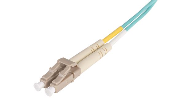 DYNAMIX 5M 50u LC/LC OM3 Fibre Lead (Duplex, Multimode) Aqua LSZH Jacket