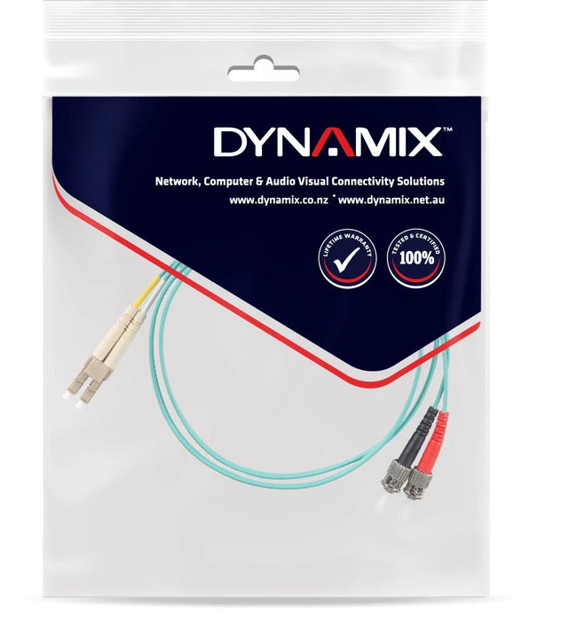 DYNAMIX 5M 50u LC/ST OM3 Fibre Lead (Duplex, Multimode) Aqua LSZH Jacket - LX2001 - Homewares, Outdoor, Phone Accessories, Cases, Speakers, Headphones + More -