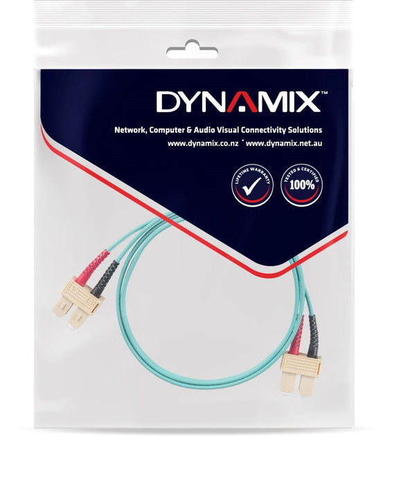 DYNAMIX 15M 50u SC/SC OM3 Fibre Lead (Duplex, Multimode) Aqua LSZH Jacket