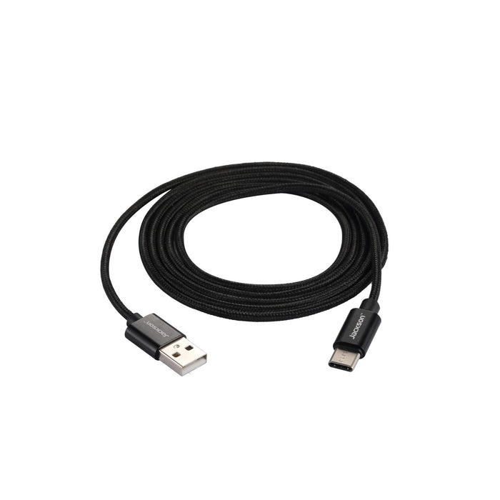 JACKSON 1.5m USB-A to USB-C Sync & Charge Cable Braided Black