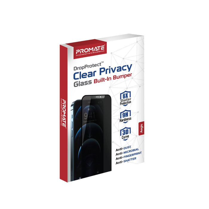 PROMATE Clear Privacy Screen Protector for iPhone 13 Pro. Built-in Bumper. Super