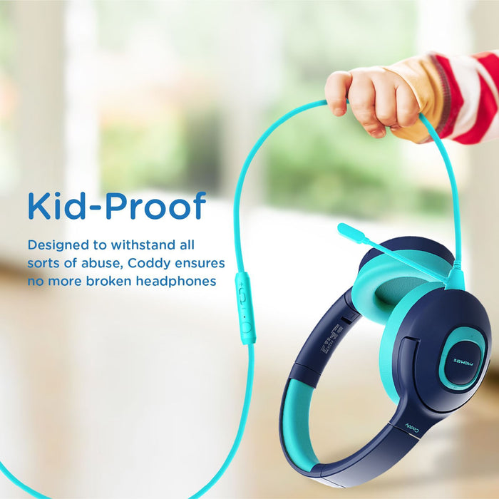 PROMATE Child-Safe Wireless Bluetooth Over-Ear Headphones. Up to 5 Hours Playbac