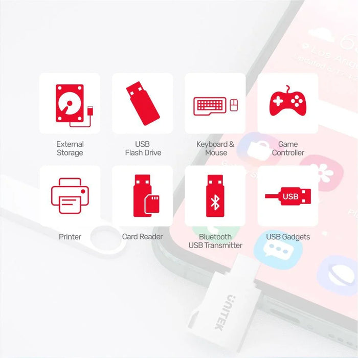 UNITEK USB-C Male to USB-A Female Ultra-Tiny Adaptor with Easy Grip Design. Supp - LX2001 - Homewares, Outdoor, Phone Accessories, Cases, Speakers, Headphones + More -