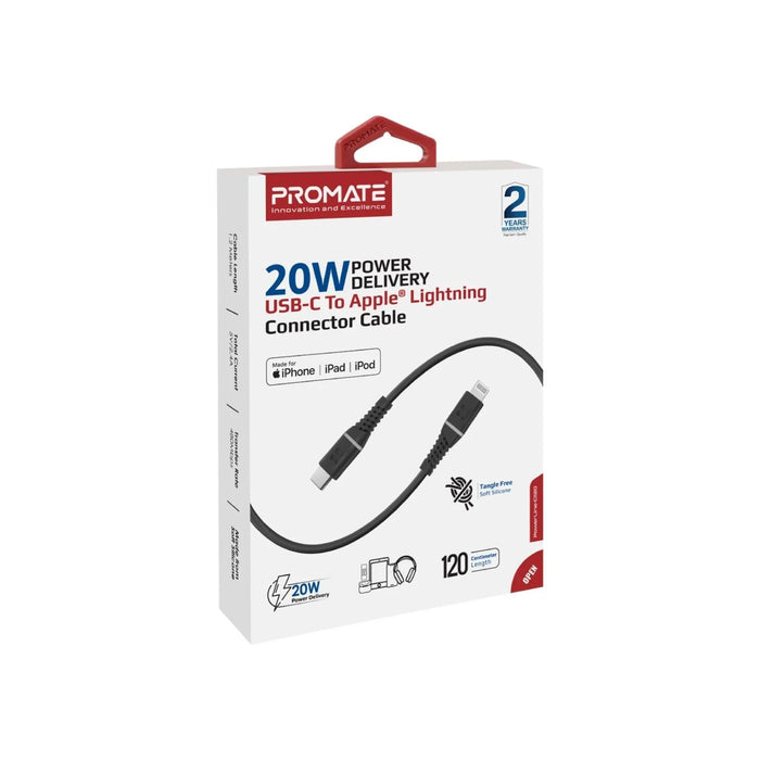 PROMATE 1.2m MFI Certified USB-C to Lightning Data & Charge Cable. Data Transfer - LX2001 - Homewares, Outdoor, Phone Accessories, Cases, Speakers, Headphones + More -
