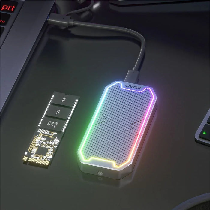 UNITEK USB-C to M.2 SSD Enclosure with RGB Lights in Alloy Housing. Supports USB - LX2001 - Homewares, Outdoor, Phone Accessories, Cases, Speakers, Headphones + More -