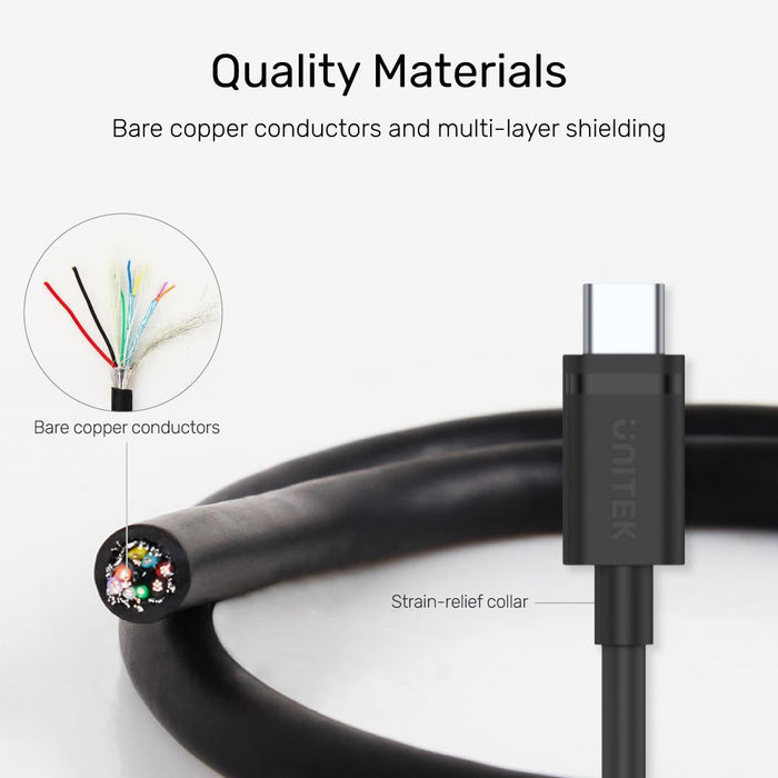 UNITEK 1.5m USB 3.0 USB-A Male To USB-C Cable. Reversible USB-C. Supports Data T