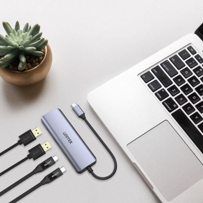 UNITEK 4-in-1 Multi Port Hub with USB-C Connector. Includes 2 x USB-C & 2 x USB