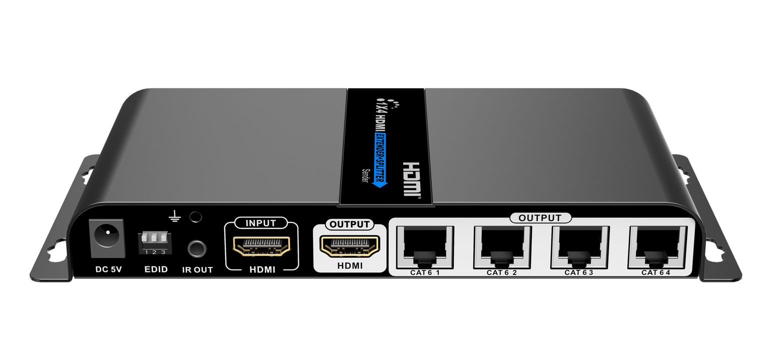 LENKENG 1-In-4-Out 1080P HDMI Extender. 1x HDMI in, 1x HDMI out, 4x RJ45 out. Co