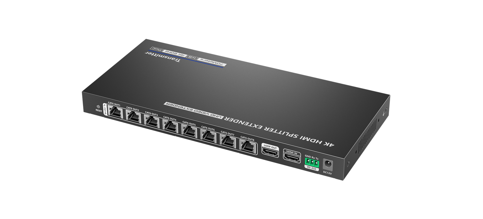 LENKENG 1-In-8-Out 4K@60Hz HDMI Extender. 1x HDMI in & 8x RJ45 out. Compatible w