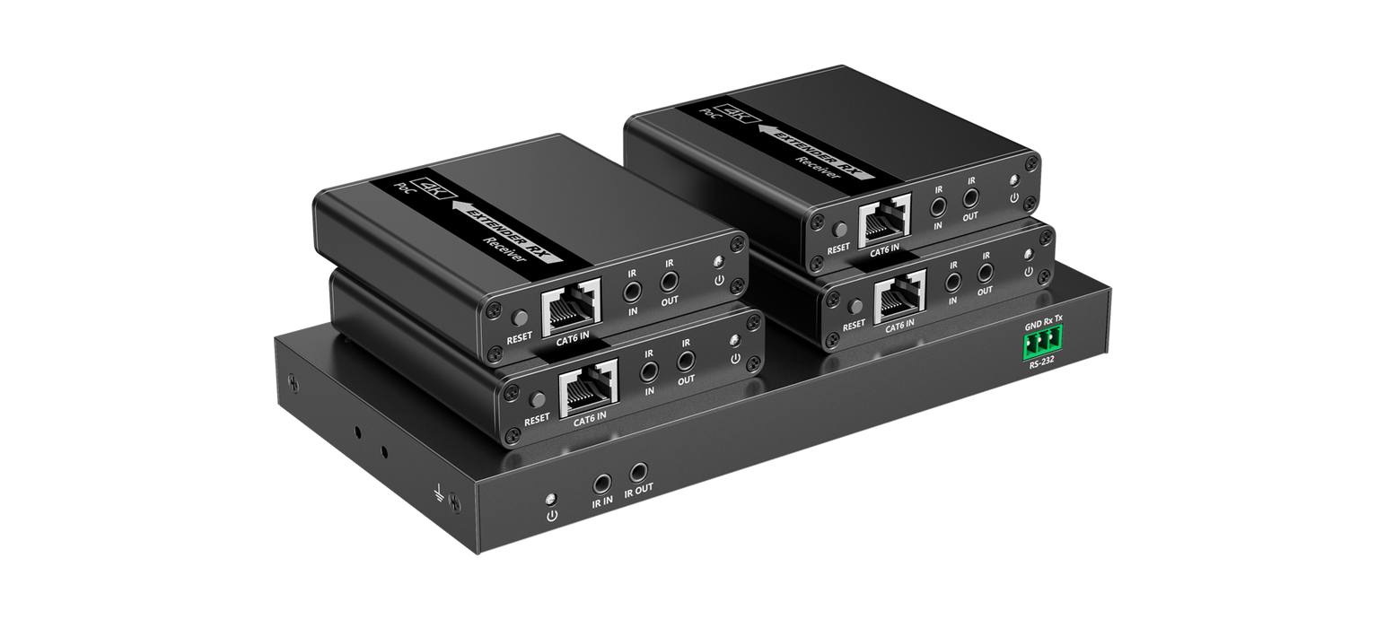LENKENG 1-In-4-Out 4K@30Hz HDMI Extender. 1x HDMI in & 4x RJ45 out. Compatible w